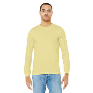 52% Airlume Combed and <b>Ring</b> Spun Cotton 48% Poly 32 Single 4.2 oz French Vanilla Unisex Heather CVC Long Sleeve T-Shirt - Product Image 1
