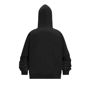 Vente en gros au prix d'usine Spider Web Sweats à capuche rouges zippés Streetwear surdimensionnés personnalisés Sweat à capuche et sweat-shirt unisexe - Product Image 4