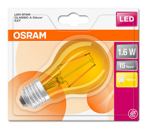 Lámpara de cristal LED estándar Retrofit, amarilla, 1,6W (Osram 4058075816077) - Product Image 2