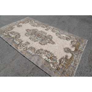 <b>Traditional</b> Beige Brown 5.4 X 9.4ft Wool <b>Rug</b> Handmade Vintage Turkish Patchwork Latex Teens Rectangle Hallway Bedside <b>Rugs</b> - Product Image 4