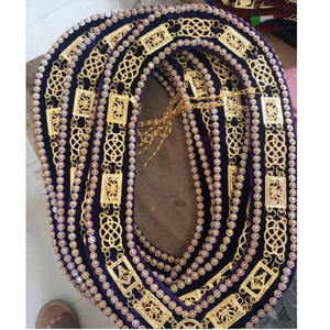 Collier de maître maçon de la Grande Loge maçonnique, chaîne ornée de strass avec fond violet, collier maçonnique à prix avantageux - Product Image 1