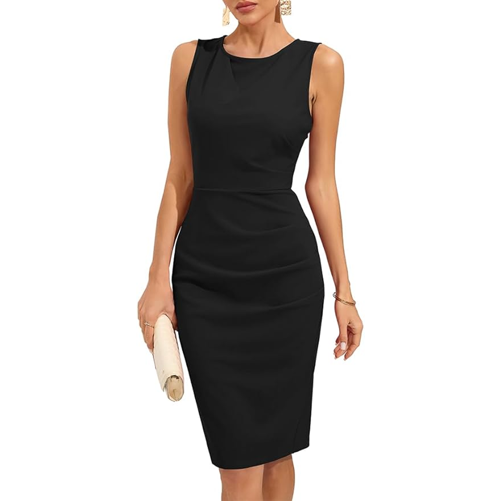 Women's Elegant Cocktail Party Dress 2025 - Sleeveless Ruched Bodycon, Breathable Cotton, Custom Sizes Available Women's Elegant Cocktail Party Dress 2025 - Sleeveless Ruched Bodycon, Breathable Cotton, Custom Sizes Available