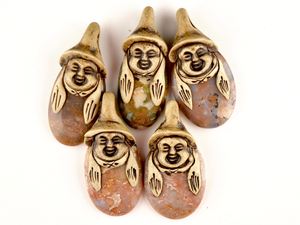 Bijoux anciens faits à la main pendentif naturel agate noire polymère argile ethnique conçu visage cristal guérison diamant charmant - Product Image 5