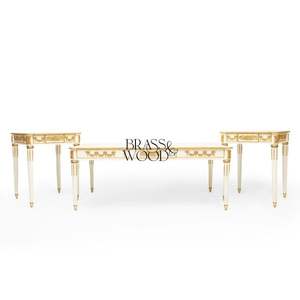 Juego de Mesa de Centro de Madera Clásico de Lujo en Blanco y Dorado - Product Image 2