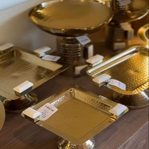 Tazón Grande Cuadrado con Piedra de Ágata, Chapado en Oro, Acero Inoxidable, Estilo Americano, Ecológico, de Lujo, para Uso en el Hogar y Hoteles - Product Image 1