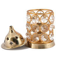 Lampe à huile ronde moderne en verre et cristal Akhand Diya, porte-bougie chauffe-plat, artisanat décoratif pour Diwali Puja chez Instant Traders