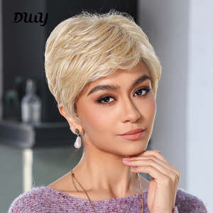 วิกผมสังเคราะห์ทรงพิกซี่สีบลอนด์ Bella-DWY แบบ Free Part พร้อมเชือกผูกผมด้านหน้าแบบโปร่งใส - Product Image 1