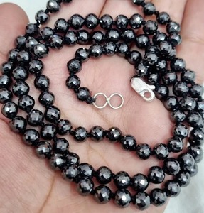 Collar de cuentas facetadas de moissanita negra personalizable de 8mm, grado AAA, excelente corte, estilo Hip Hop, joyería personalizada - Product Image 1