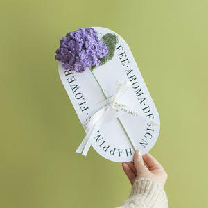 Tarjetas de Felicitación con Hortensias Tejidas a Mano, Flores Artificiales de Lana para Regalos Navideños, Adornos de Mesa, Flores Preservadas - Product Image 5