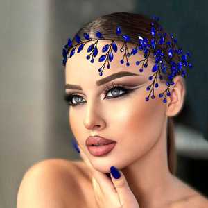 Bridella BHP65 Bandeau de mariée bleu royal avec strass pour mariage - Ajustement confortable - Product Image 3