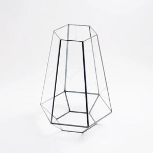 Vase de bureau en verre au design moderne avec cadre en métal pour terrarium de table de mariage en verre pour plantes et fleurs - Product Image 2