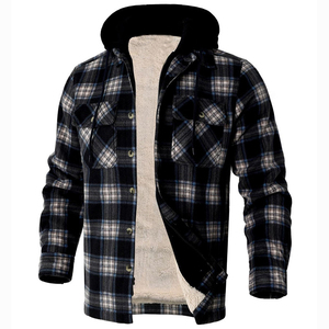 2025 New Winter Oversized Full Zip <b>Flannel</b> <b>Jackets</b> Hoodie Solid Lined Custom 100% Cotton Fleece Pullover Streetwear Breathable - Product Image 4