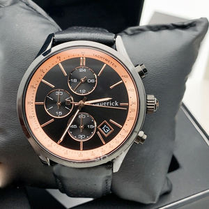 Montre à quartz de haute qualité pour homme, boîtier en acier inoxydable, bracelet en cuir, chronographe multifonctionnel, décontractée et élégante, 22 mm - Product Image 2