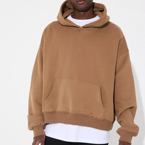 Sweat à capuche oversize en molleton français 100% coton pour homme, épaules tombantes, double ourlet, sweat à capuche d'hiver, style tendance du printemps - Product Image 1