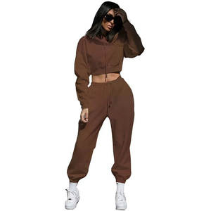 Offre Spéciale femmes polaire à capuche ensemble pantalons de survêtement et sweat à capuche ensemble à capuche en coton avec sport et loisirs 2025 - Product Image 2