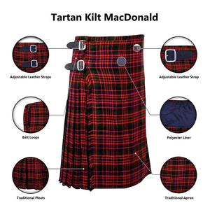 Hiện đại Mac Donald tartan truyền thống <span class=keywords><strong>Scottish</strong></span> Acrylic kilt tùy chỉnh kích cỡ 8-yard bán buôn có sẵn cho nam giới - Product Image 5