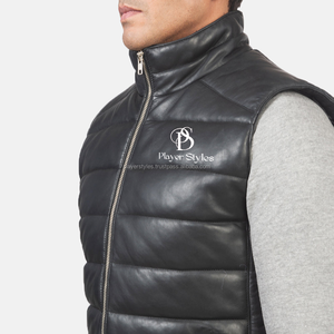 Chalecos de Cuero para Hombre, Casuales, Resistentes al Viento, Reversibles, Transpirables, sin Mangas, para Invierno, con Bloques de Color, Cuello en V, Cierre de Cremallera - Product Image 2