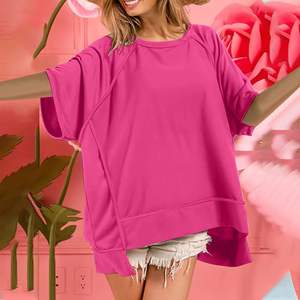 Sudadera de cuello redondo de rizo francés en blanco OEM personalizada de media manga para mujer ropa de moda sólida personalizada para mujer para prendas de vestir a la venta - Product Image 6