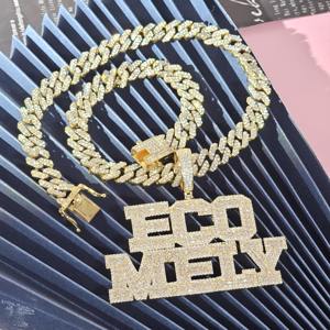 Collier pendentif personnalisé avec nom en argent 925 plaqué or, diamant moissanite baguette VVS tendance, pour homme, à bas prix - Product Image 6