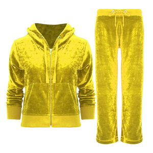 Stylish Ladies Plus Size <b>Velour</b> <b>Tracksuit</b> Comfortable Long Sleeve Hoodie With Elastic Waist Jogger Pants Perfect For Lounge - Product Image 4