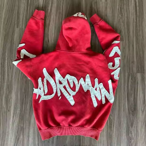 Professional Hot <b>Sale</b> Zipper Distress Embroidery Splicing Sweatshirts Clothing Manufacture Acid <b>Wash</b> Boxy Y2k Blank Hoodie - Product Image 2