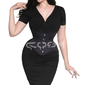 Corsets en coton noir amincissants pour le bas du buste et la taille |   Corsets amincissants en coton noir - Product Image 1