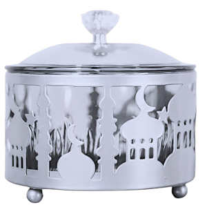 Top-Quality White Powder Coated Steel Chafing Dish Laser Cut Design and Silver Plated Stand Perfect for Buffet and Event Serving - Product Image 1