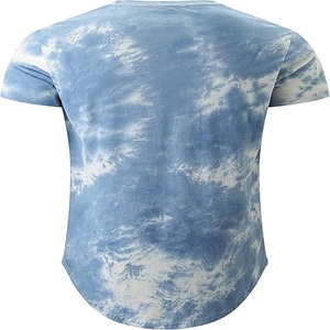 KLIEGOU Camiseta de Fitness Hip Hop de Alta Calidad para Hombre, Tejido de Punto con Dobladillo Curvo y Tie-Dyed Impreso Personalizado - Product Image 2
