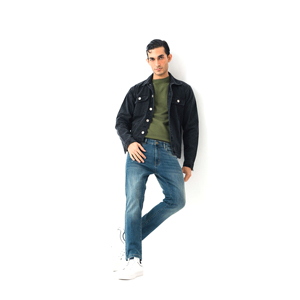 Veste en jean vintage pour homme avec broderie personnalisée, style américain, ample, délavée, col rabattu, poches cargo, 100% coton - Product Image 3