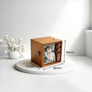 Custom Wooden Hand Crank Flip Photo <b>Box</b> LED Light Personalized Photo Album <b>Memory</b> Keepsake Gift Home Decor - Product Image 5