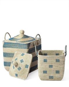Bán buôn thiết lập tự nhiên cỏ biển rơm wicker dệt giỏ có nắp đậy cản trở giặt quần áo Kho Nhà tổ chức sản phẩm - Product Image 2