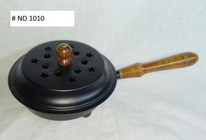 Quemador de incienso y carbón de hierro artesanal recubierto de polvo con perilla de madera y mango Caldero de hierro eléctrico para aroma de té - Product Image 6