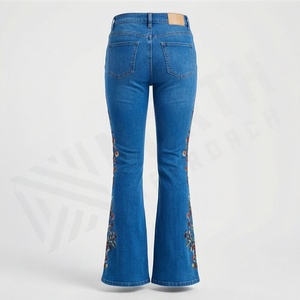 Meilleur design, dernière arrivée, pantalon évasé en denim pour femmes, coupe-vent, couleur personnalisée, pantalon évasé, vêtements décontractés, coton respirant - Product Image 6
