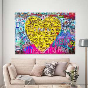 Arte Impreso en Lienzo: Decoración de Pared con Graffiti Bohemio Estilo Banksy, ARTE EN VIDRIO TEMPLADO - Product Image 1