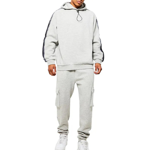 Dessin élastique à capuche Jogger Sweatsuits Hip Hop Plus Size Hoodie Tracksuit Pants 2 Piece Custom Logo Baggy Tracksuit For Men - Product Image 5