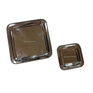 Assiettes de service aux fruits secs en métal fini argent pour les collations de table de mariage assiettes carrées polyvalentes - Product Image 2