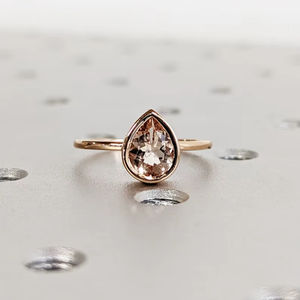 Vintage Teardrop Morganite <b>Ring</b> 925 14k Rose Gold Plated <b>Ring</b> Morganite Engagement <b>Ring</b> Promise <b>Ring</b> Gift For Her - Product Image 1