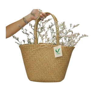 กระเป๋าโท้ทหญ้าสานด้วยมือจากเวียดนามงานฝีมือเชิงนิเวศแบบดั้งเดิมสำหรับการช้อปปิ้งในตลาดวันชายหาดและสไตล์ที่ยั่งยืน - Product Image 1