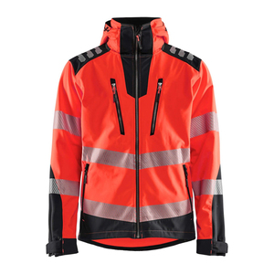 Chaqueta Softshell de Alta Visibilidad para Hombre al por Mayor, Color Rojo Fluorescente y Negro, Ropa de Trabajo Resistente, Chaquetas Softshell de Protección y Seguridad para Hombre - Product Image 3
