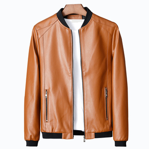 <b>Men's</b> Leather <b>Jackets</b> Solid Color Casual PU <b>Jackets</b> for <b>Men</b> Autumn Winter Plus Size Fashion Zipper <b>jacket</b> for <b>men</b> - Product Image 2