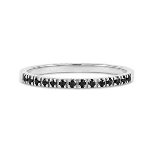 Anillo de Boda de Media Eternidad con Diamantes Redondos Negros para Mujer - Product Image 1