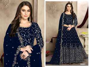 Georgette-ropa de boda con múltiples hilos y Zari, ropa de boda exclusiva, postizo pesado, con Secuencia y cadena, trabajo bordado - Product Image 3