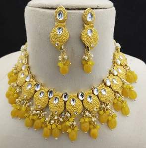 Ensemble de collier Kundan Meena de qualité supérieure pour filles femmes plaqué or fait à la main fabricant indien bijoux pour mariages fêtes - Product Image 3