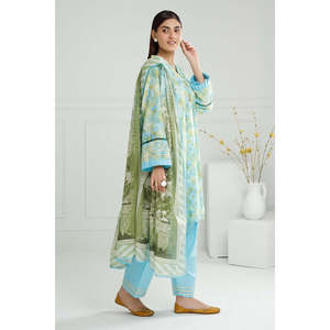 Ensemble 3 pièces vert imprimé pour femme, style décontracté élégant et tendance, avec décoration diamant, grandes tailles XS, longueur genou, respirant, OEM/ODM - Product Image 3