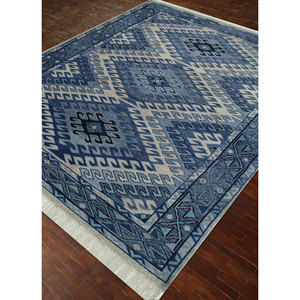 Alfombra de Lana Anudada a Mano de Gran Tamaño, Color Azul Savana, con Patrón Geométrico, para Sala de Estar Juvenil, Pasillo Rectangular, Modelo-LCA-2353 - Product Image 2