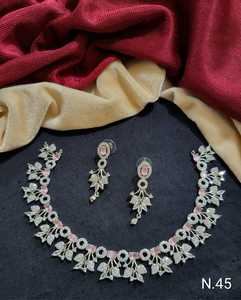 Fashion <strong>American</strong> <strong>Diamond</strong> Necklace Oval Design Necklace Set Leaf and Earrings Sets Bridal Wedding <strong>Jewelry</strong> for Brides Party Gifts - Product Image 1