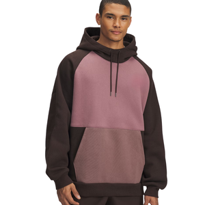 Sudadera con capucha de bloque de color de dos tonos para hombre, jersey de lana marrón malva, nueva ropa de calle con estilo, cálido invierno con capucha, venta superior - Product Image 1