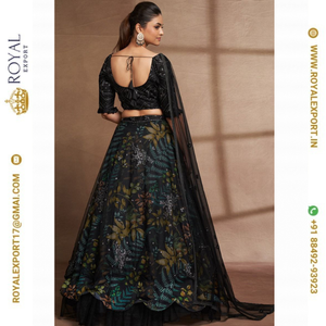 New Exclusive Organza and <b>Net</b> <b>Fabric</b> With Beautifully Designed Sequence Embroidered Work Lehenga Choli Collection - Product Image 5