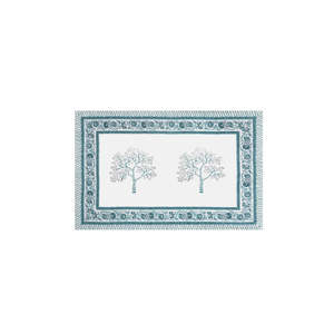 Rajasthani fait à la main luxe taie d'oreiller main bloc impression bleu arbre motif floral soie 18x18 taille pour salon sol (2 pièces) - Product Image 5