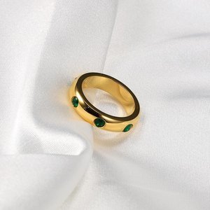 Anillo de Eternidad Completo con Esmeralda de Corte Redondo, Plata de Ley 925 Chapada en Oro Amarillo de 14K, Piedra de Nacimiento de Mayo - Product Image 2